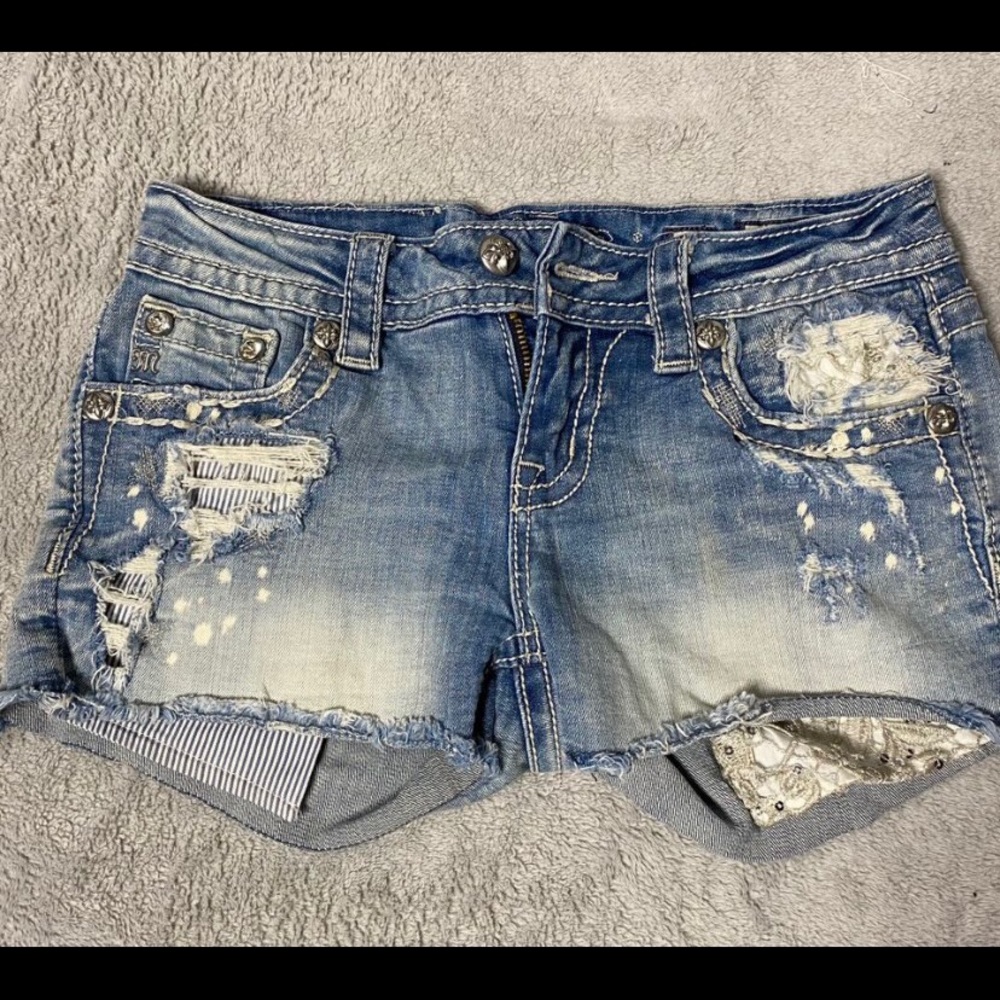 MissMe Denim Distress Short